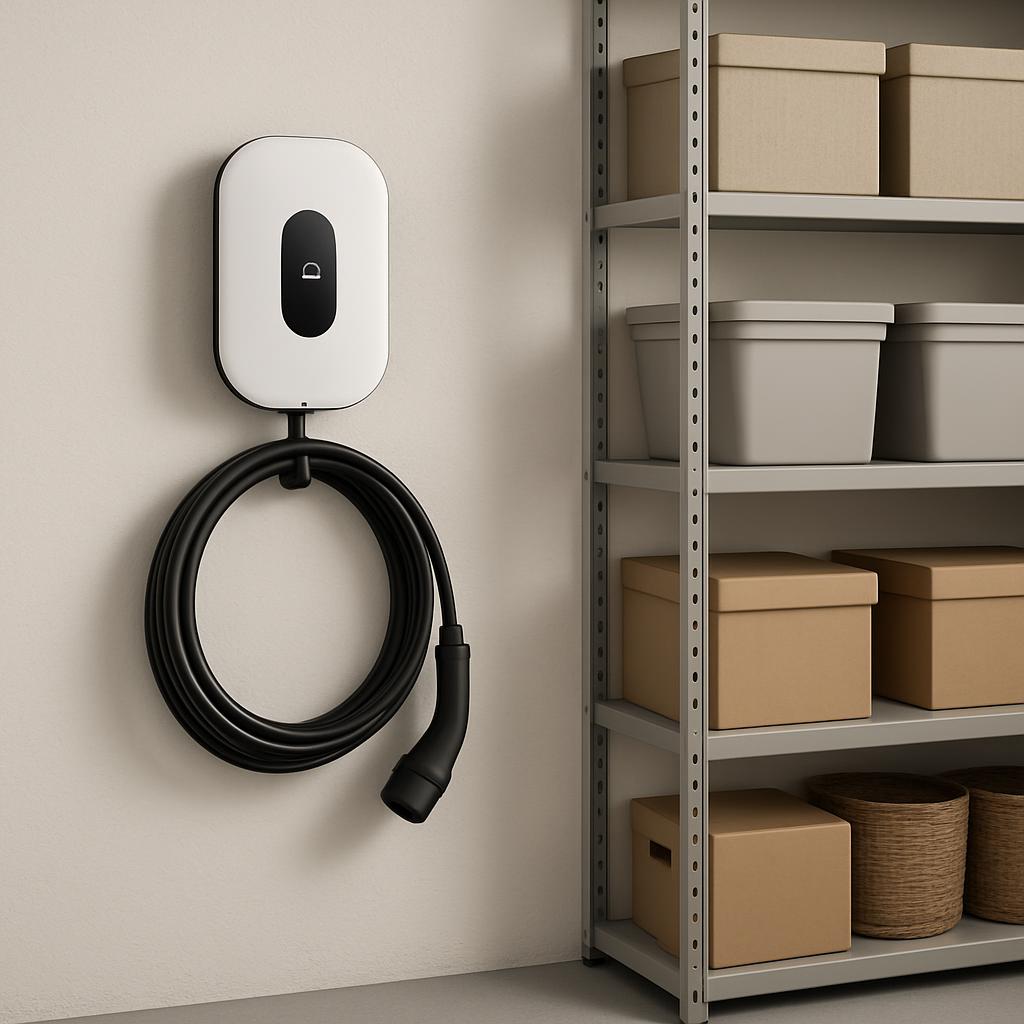 Les and colonnes de stockage dans un garage .