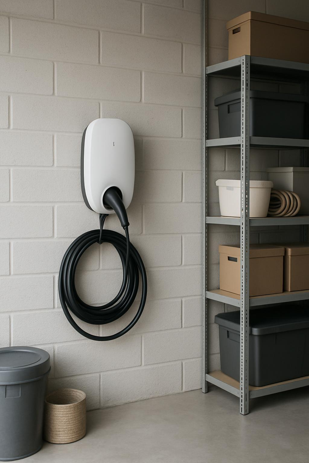 La charguré de voiture éléctrique dans un magasin de décoration.